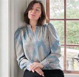 Rosslyn Paisley Drop Blouse - Dusty Blue